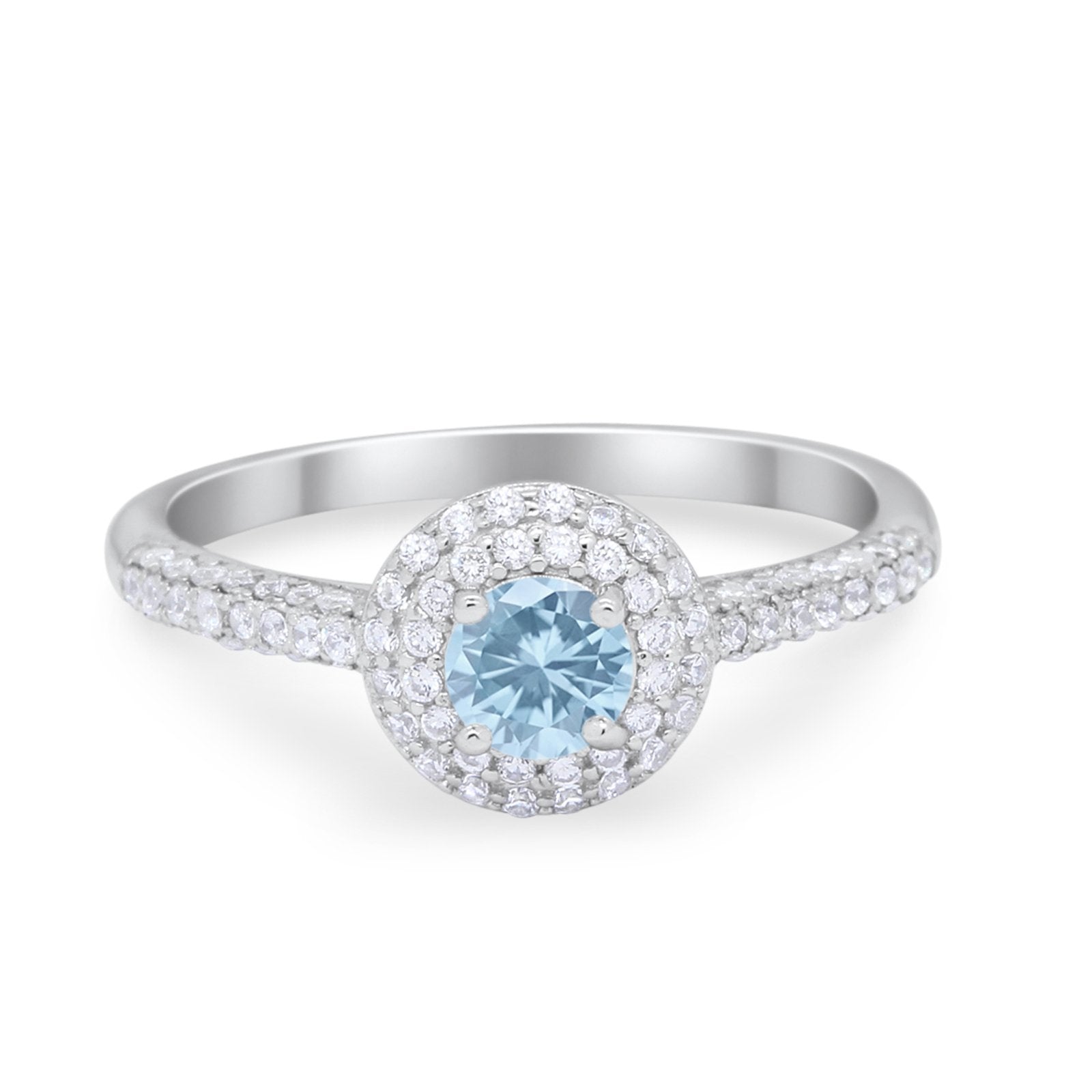 Vintage Style Halo Wedding Engagement Bridal Ring Round Cubic Zirconia 925 Sterling Silver