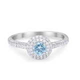 Vintage Style Halo Wedding Engagement Bridal Ring Round Cubic Zirconia 925 Sterling Silver
