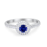 Vintage Style Halo Wedding Engagement Bridal Ring Round Cubic Zirconia 925 Sterling Silver