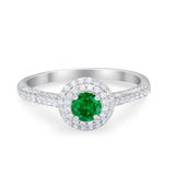 Vintage Style Halo Wedding Engagement Bridal Ring Round Cubic Zirconia 925 Sterling Silver