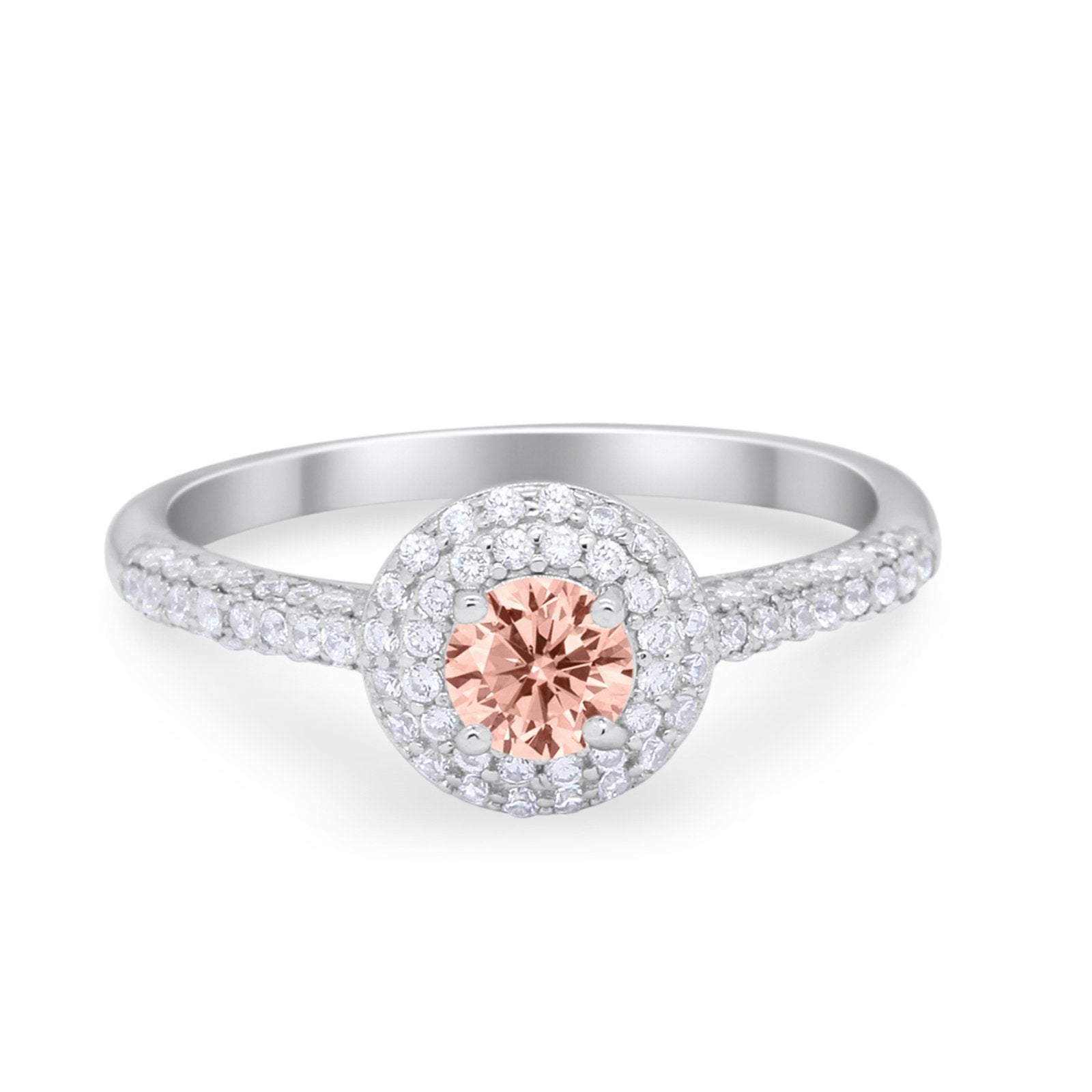 Vintage Style Halo Wedding Engagement Bridal Ring Round Cubic Zirconia 925 Sterling Silver