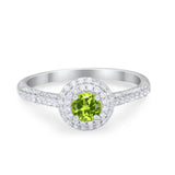 Vintage Style Halo Wedding Engagement Bridal Ring Round Cubic Zirconia 925 Sterling Silver