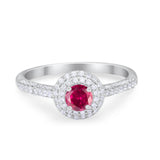 Vintage Style Halo Wedding Engagement Bridal Ring Round Cubic Zirconia 925 Sterling Silver