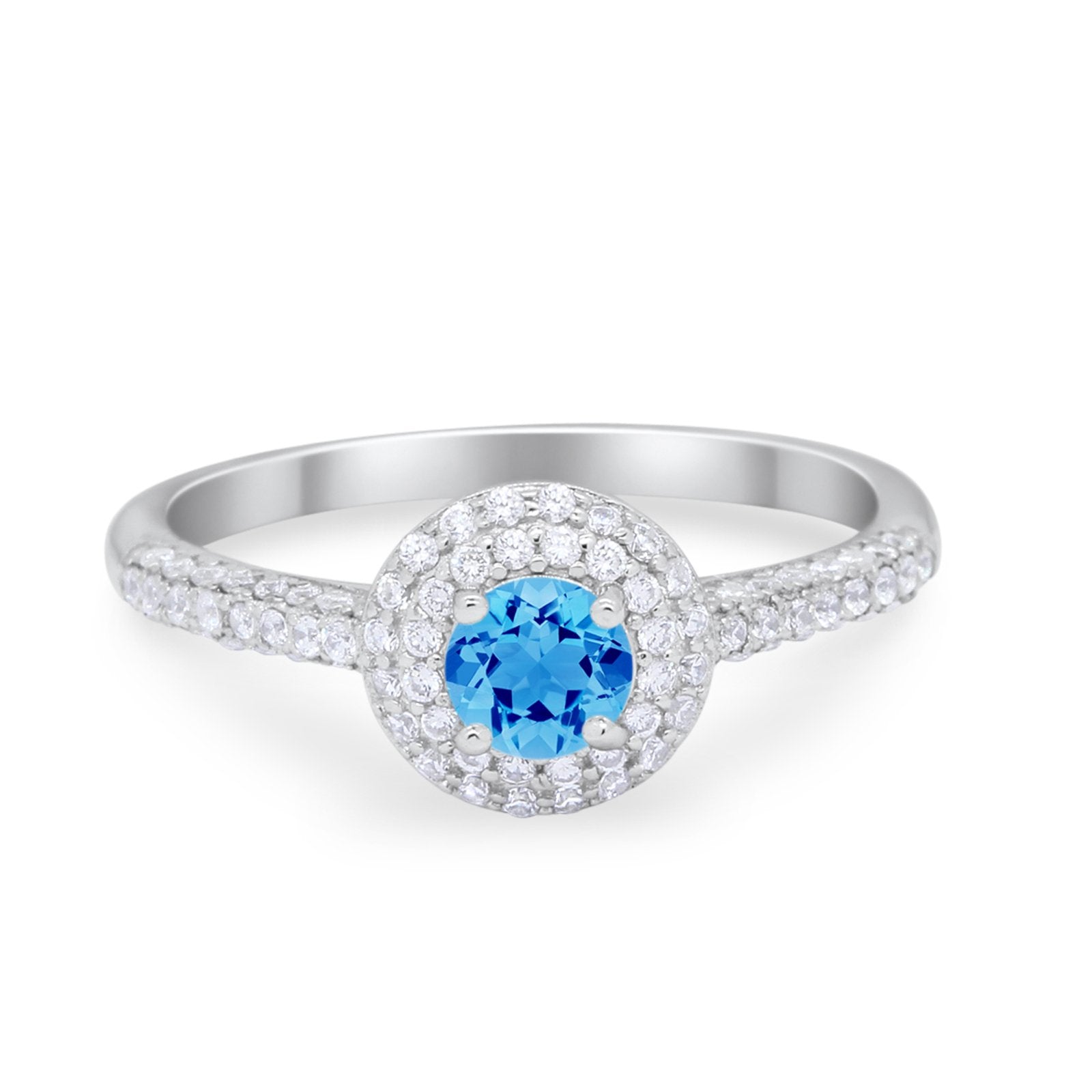 Vintage Style Halo Wedding Engagement Bridal Ring Round Cubic Zirconia 925 Sterling Silver