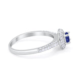 Vintage Style Halo Wedding Engagement Bridal Ring Round Cubic Zirconia 925 Sterling Silver
