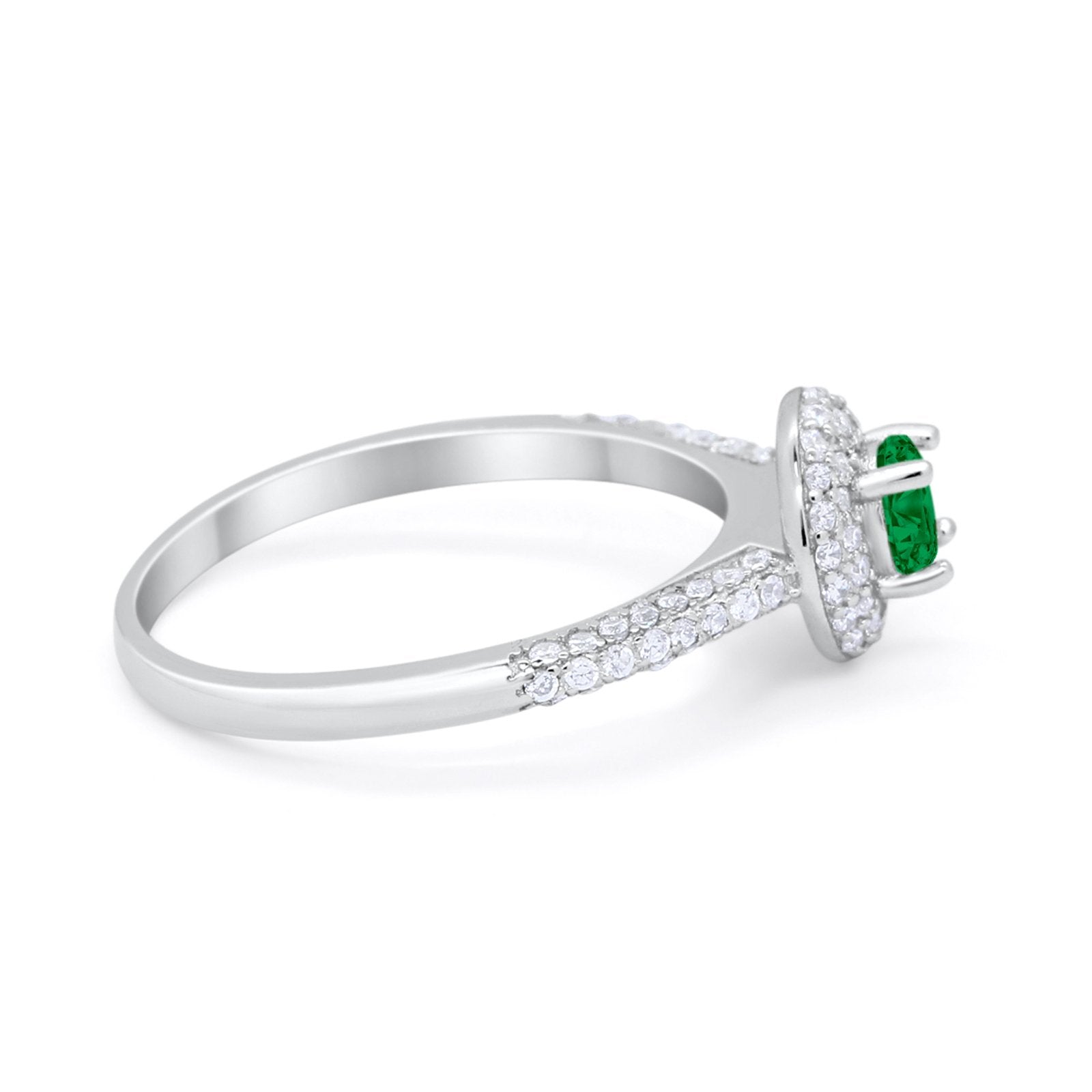 Vintage Style Halo Wedding Engagement Bridal Ring Round Cubic Zirconia 925 Sterling Silver