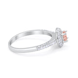 Vintage Style Halo Wedding Engagement Bridal Ring Round Cubic Zirconia 925 Sterling Silver