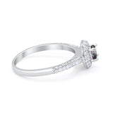 Vintage Style Halo Wedding Engagement Bridal Ring Round Cubic Zirconia 925 Sterling Silver
