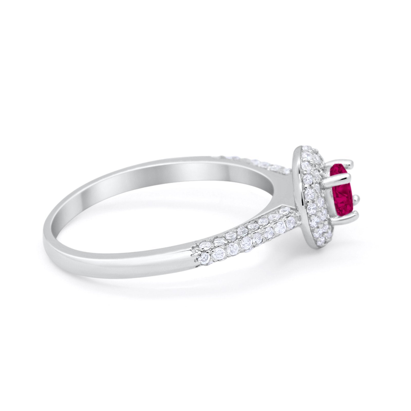 Vintage Style Halo Wedding Engagement Bridal Ring Round Cubic Zirconia 925 Sterling Silver