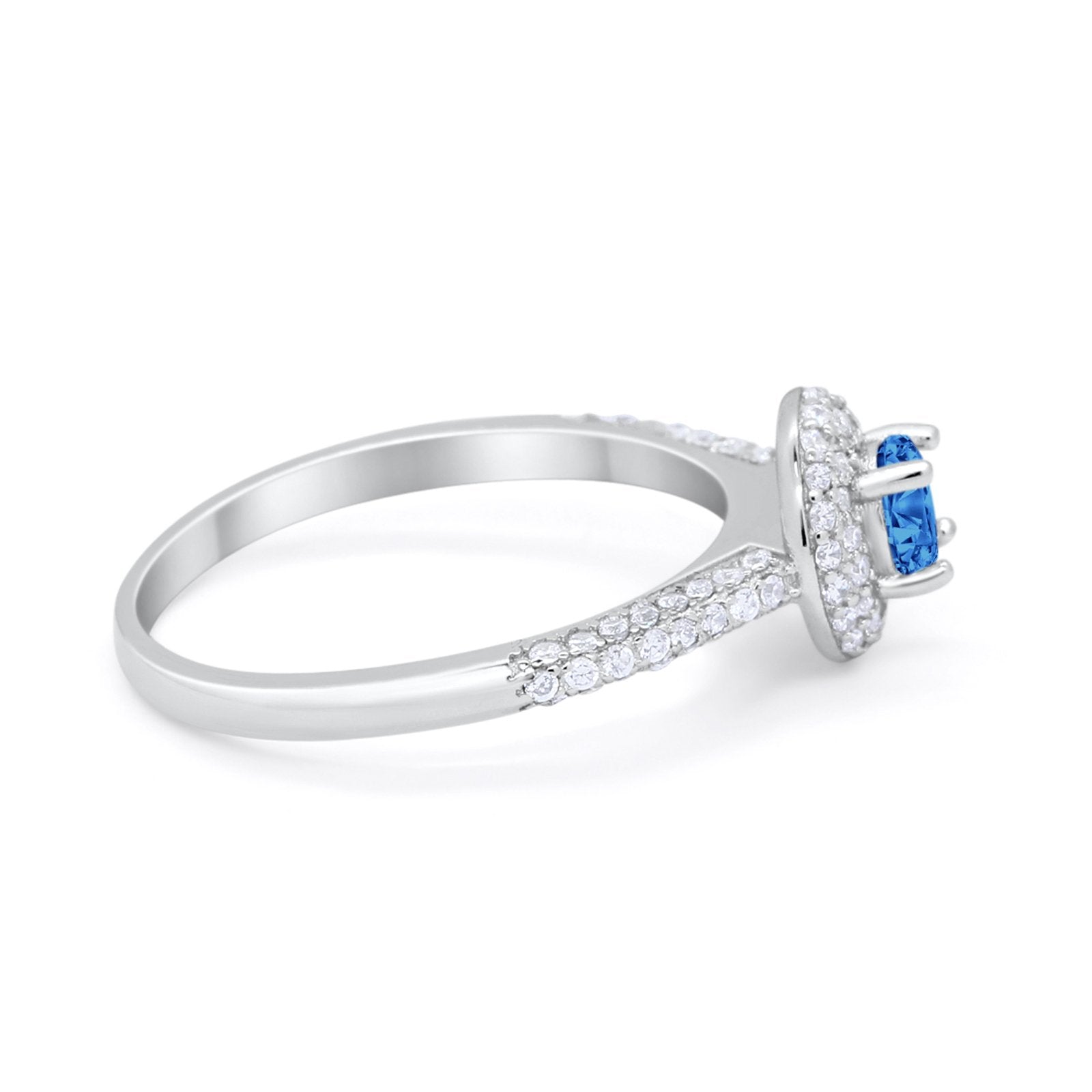 Vintage Style Halo Wedding Engagement Bridal Ring Round Cubic Zirconia 925 Sterling Silver