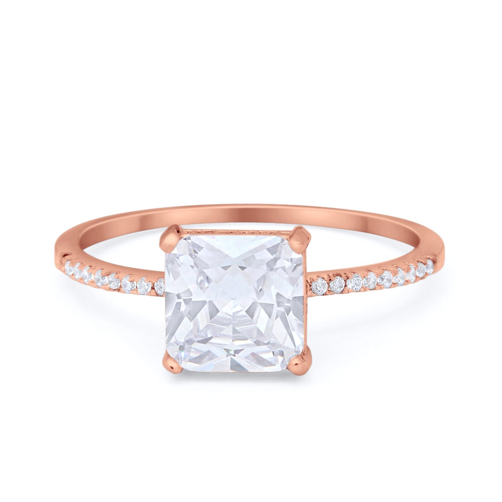 Cushion Cut Art Deco Wedding Engagement Bridal Ring Round Cubic Zirconia 925 Sterling Silver