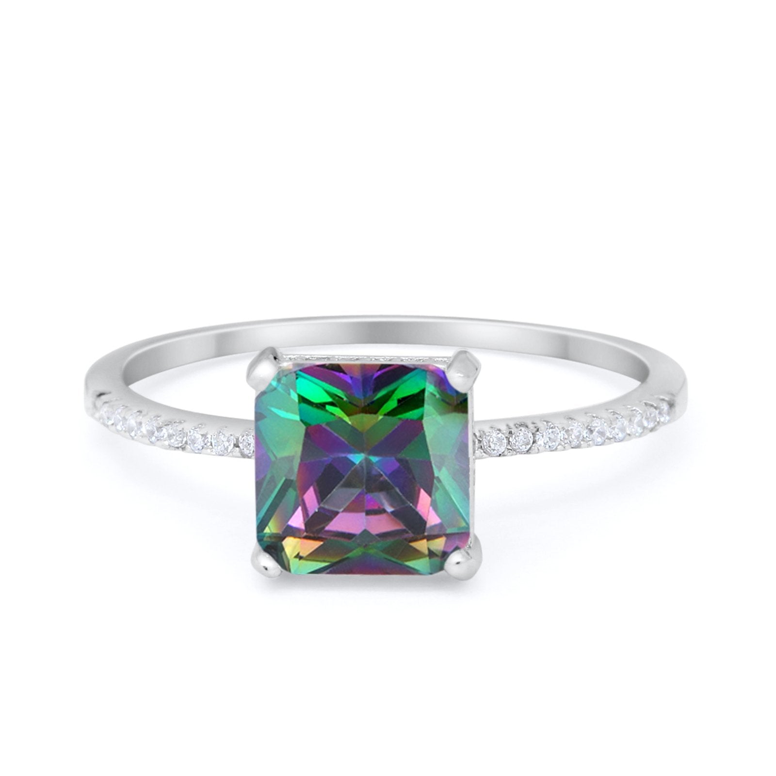 Cushion Cut Art Deco Wedding Engagement Bridal Ring Round Cubic Zirconia 925 Sterling Silver