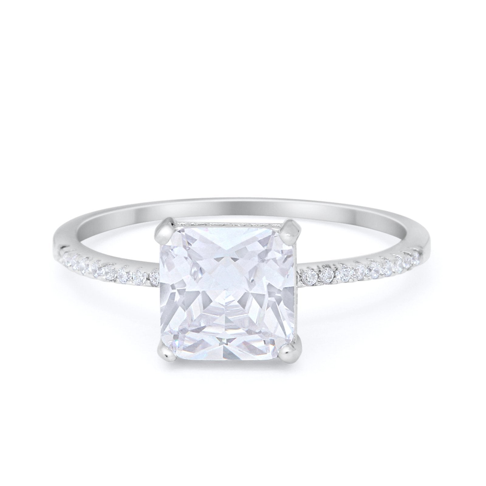 Cushion Cut Art Deco Wedding Engagement Bridal Ring Round Cubic Zirconia 925 Sterling Silver