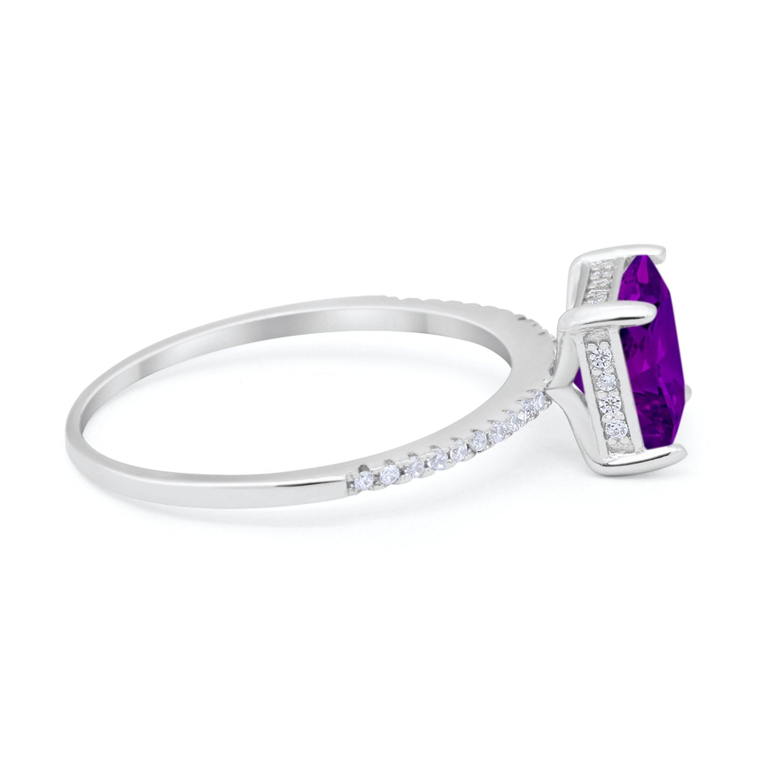 Cushion Cut Art Deco Wedding Engagement Bridal Ring Round Cubic Zirconia 925 Sterling Silver