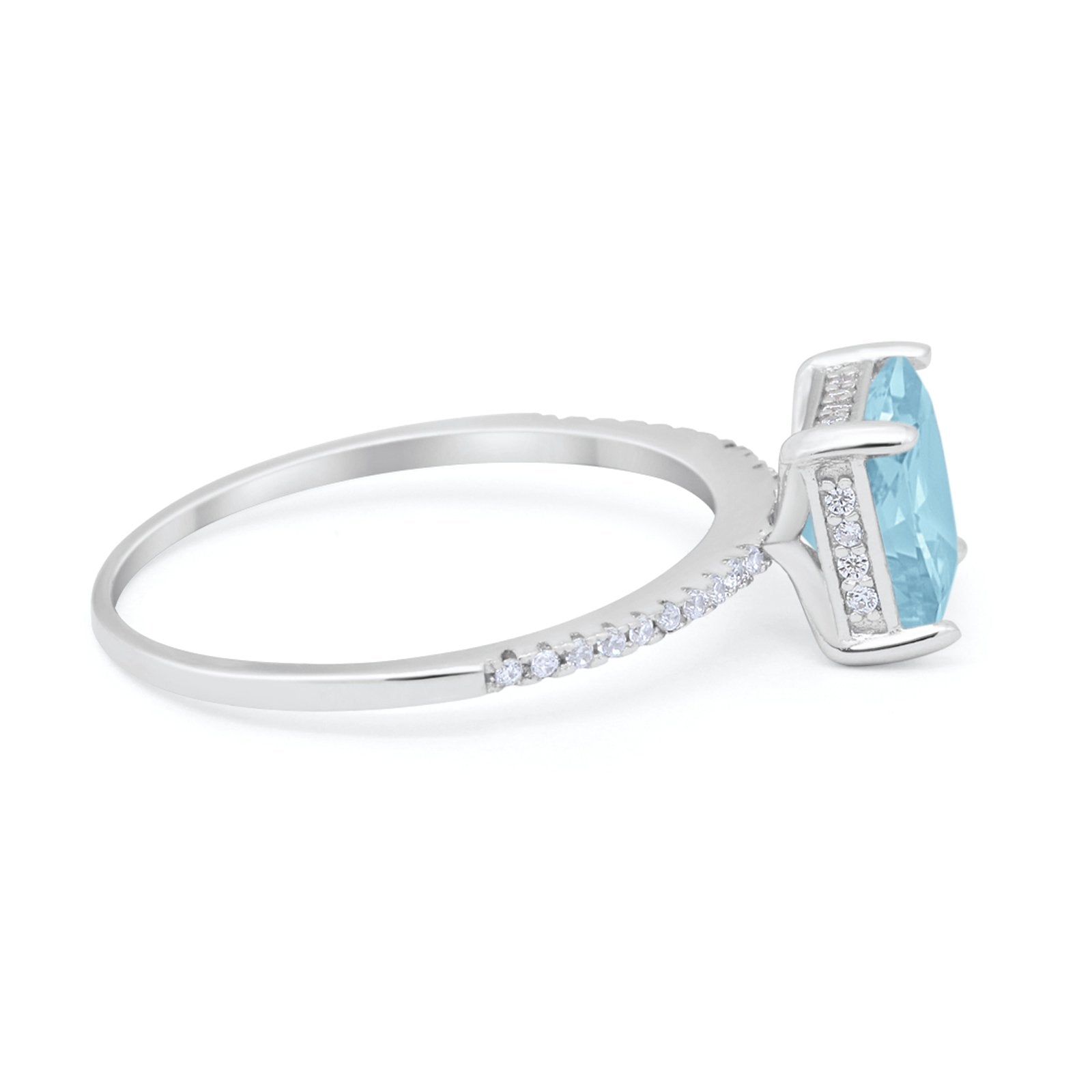 Cushion Cut Art Deco Wedding Engagement Bridal Ring Round Cubic Zirconia 925 Sterling Silver
