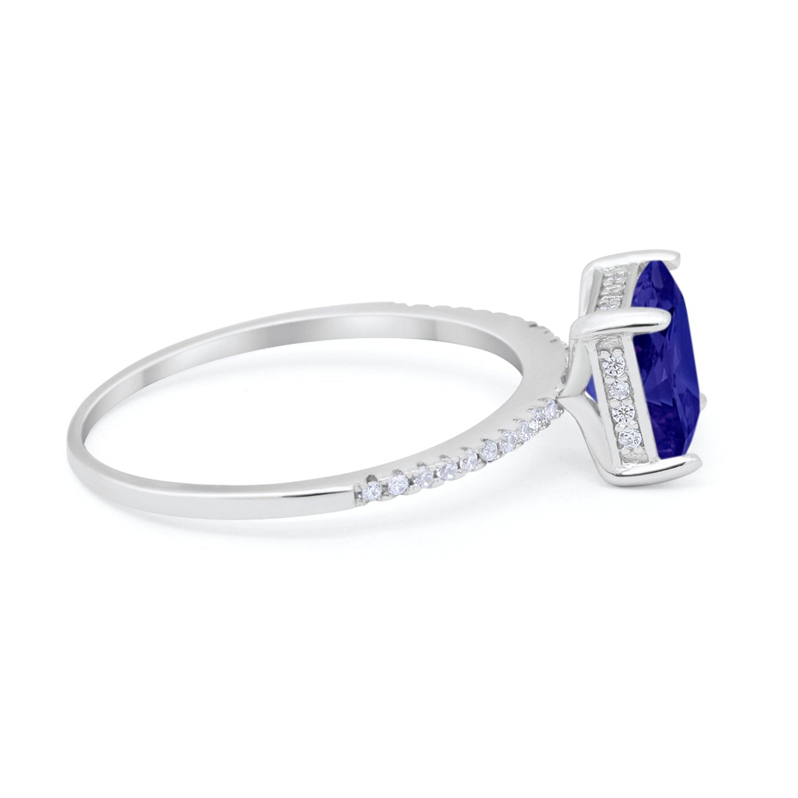 Cushion Cut Art Deco Wedding Engagement Bridal Ring Round Cubic Zirconia 925 Sterling Silver