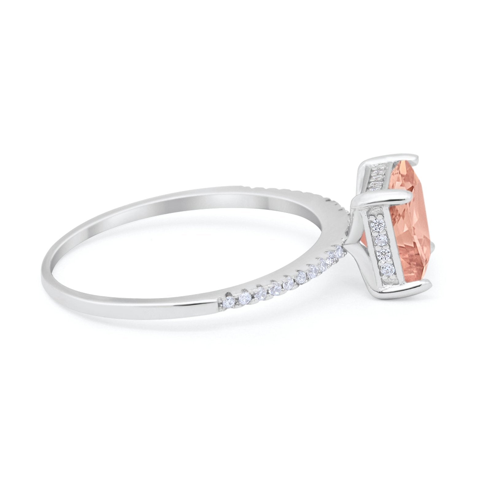 Cushion Cut Art Deco Wedding Engagement Bridal Ring Round Cubic Zirconia 925 Sterling Silver