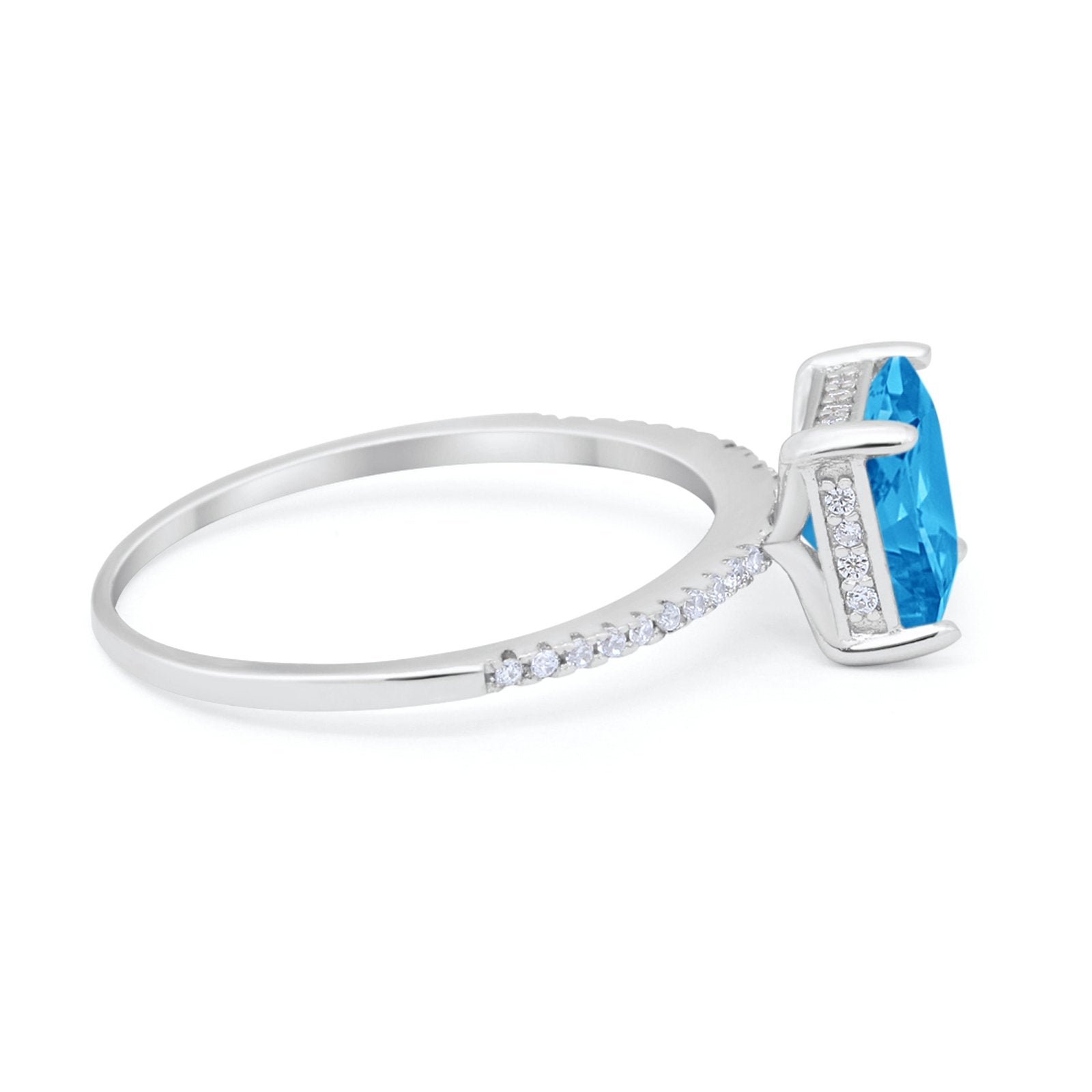 Cushion Cut Art Deco Wedding Engagement Bridal Ring Round Cubic Zirconia 925 Sterling Silver