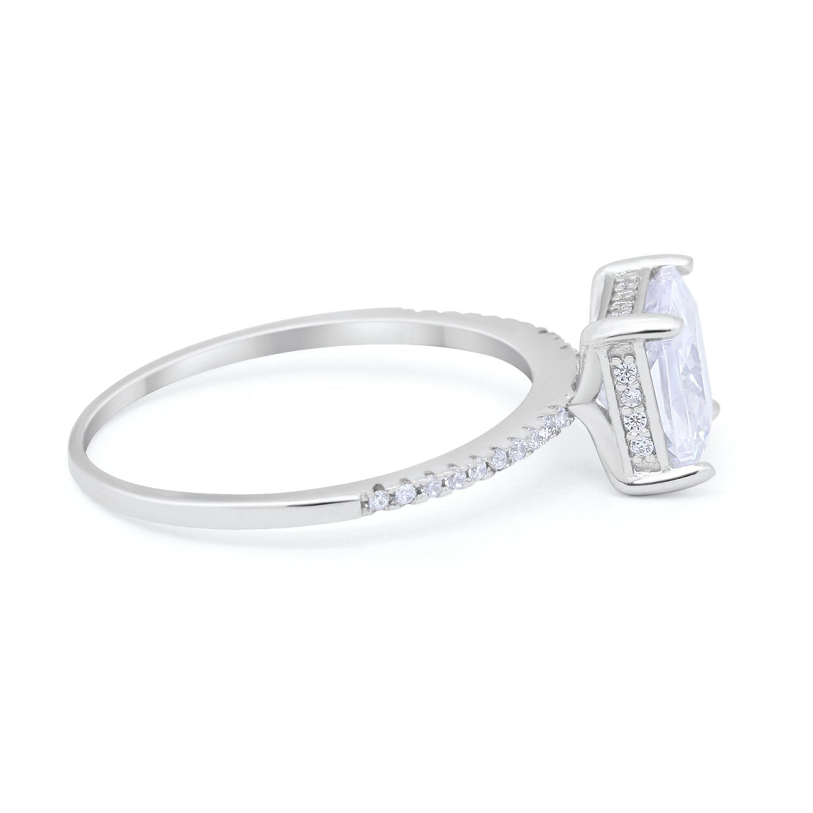 Cushion Cut Art Deco Wedding Engagement Bridal Ring Round Cubic Zirconia 925 Sterling Silver