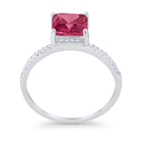 Cushion Cut Art Deco Wedding Engagement Bridal Ring Round Cubic Zirconia 925 Sterling Silver