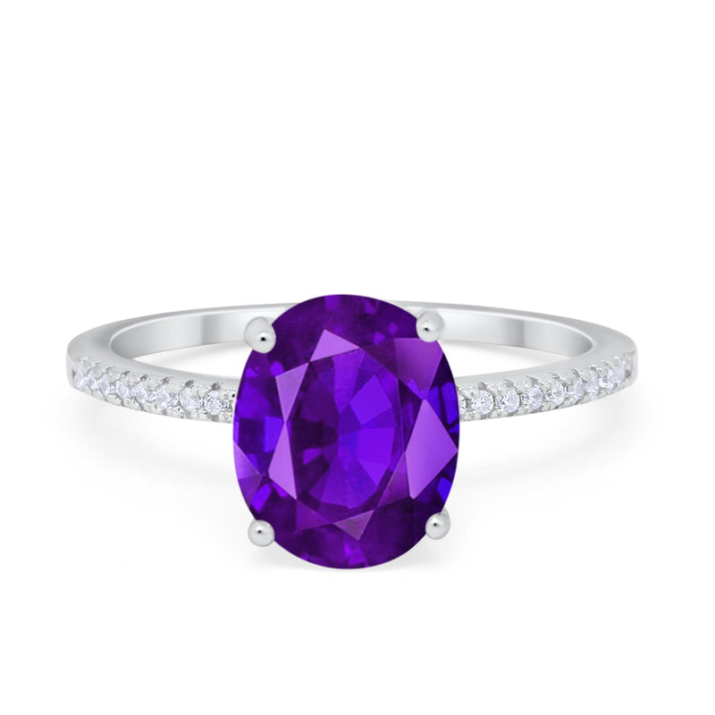 Oval Art Deco Wedding Engagement Bridal Ring Round Cubic Zirconia 925 Sterling Silver