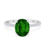 Oval Art Deco Wedding Engagement Bridal Ring Round Cubic Zirconia 925 Sterling Silver