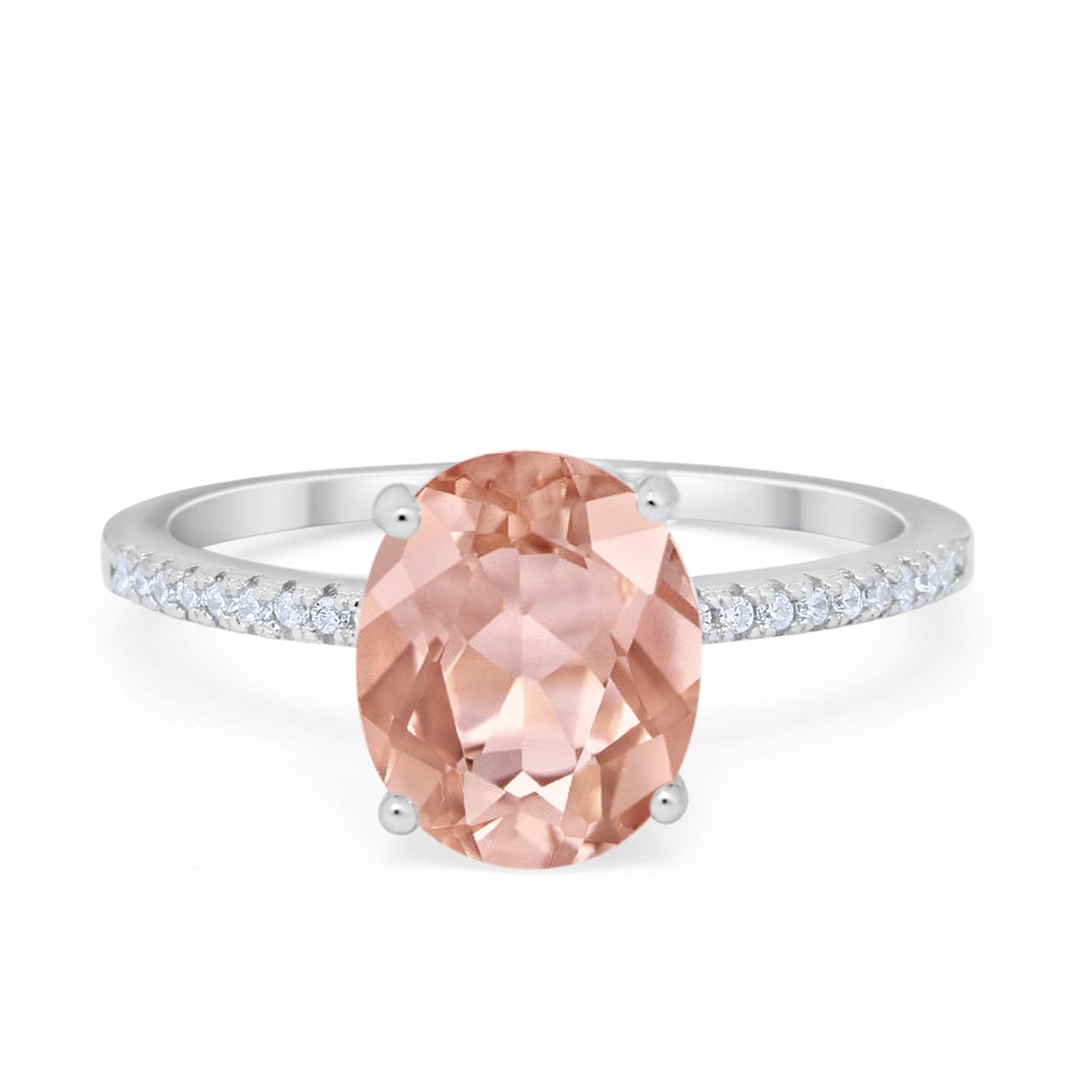 Oval Art Deco Wedding Engagement Bridal Ring Round Cubic Zirconia 925 Sterling Silver