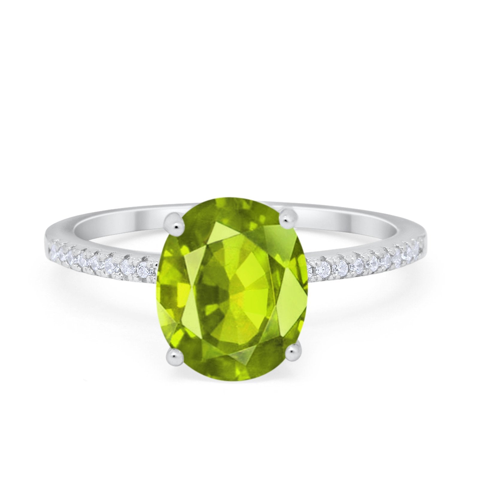 Oval Art Deco Wedding Engagement Bridal Ring Round Cubic Zirconia 925 Sterling Silver