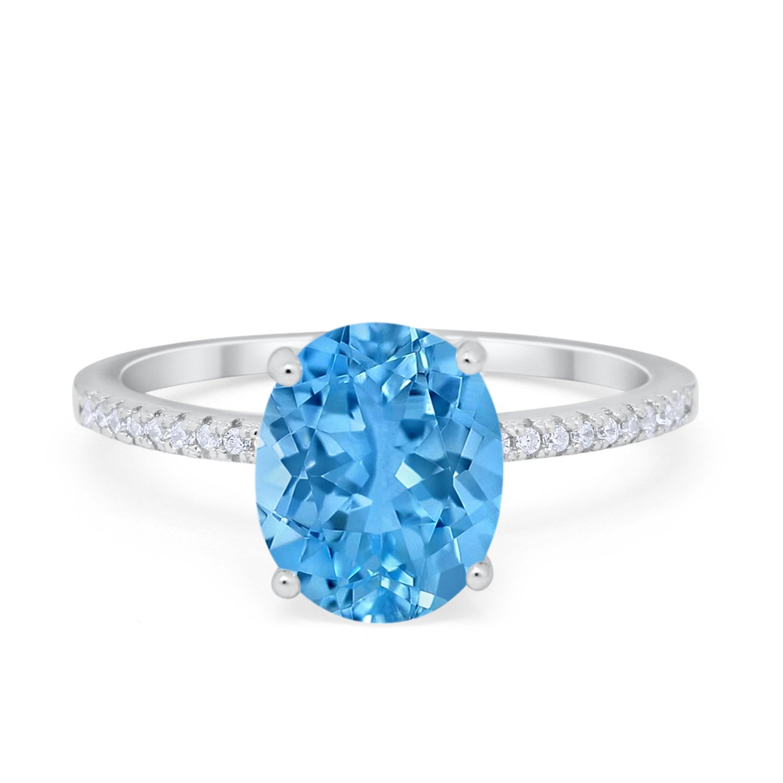 Oval Art Deco Wedding Engagement Bridal Ring Round Cubic Zirconia 925 Sterling Silver
