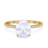Oval Art Deco Wedding Engagement Bridal Ring Round Cubic Zirconia 925 Sterling Silver
