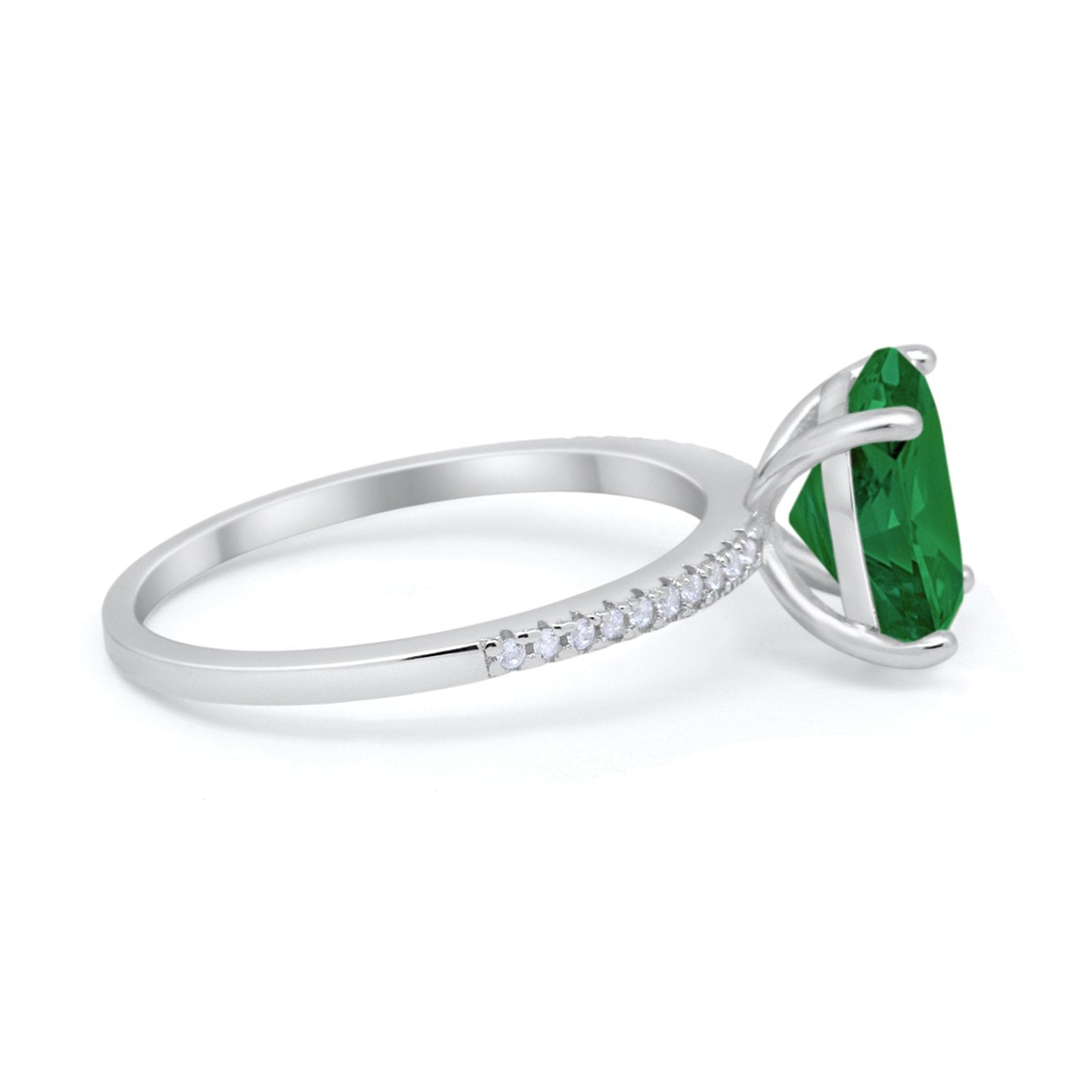 Oval Art Deco Wedding Engagement Bridal Ring Round Cubic Zirconia 925 Sterling Silver