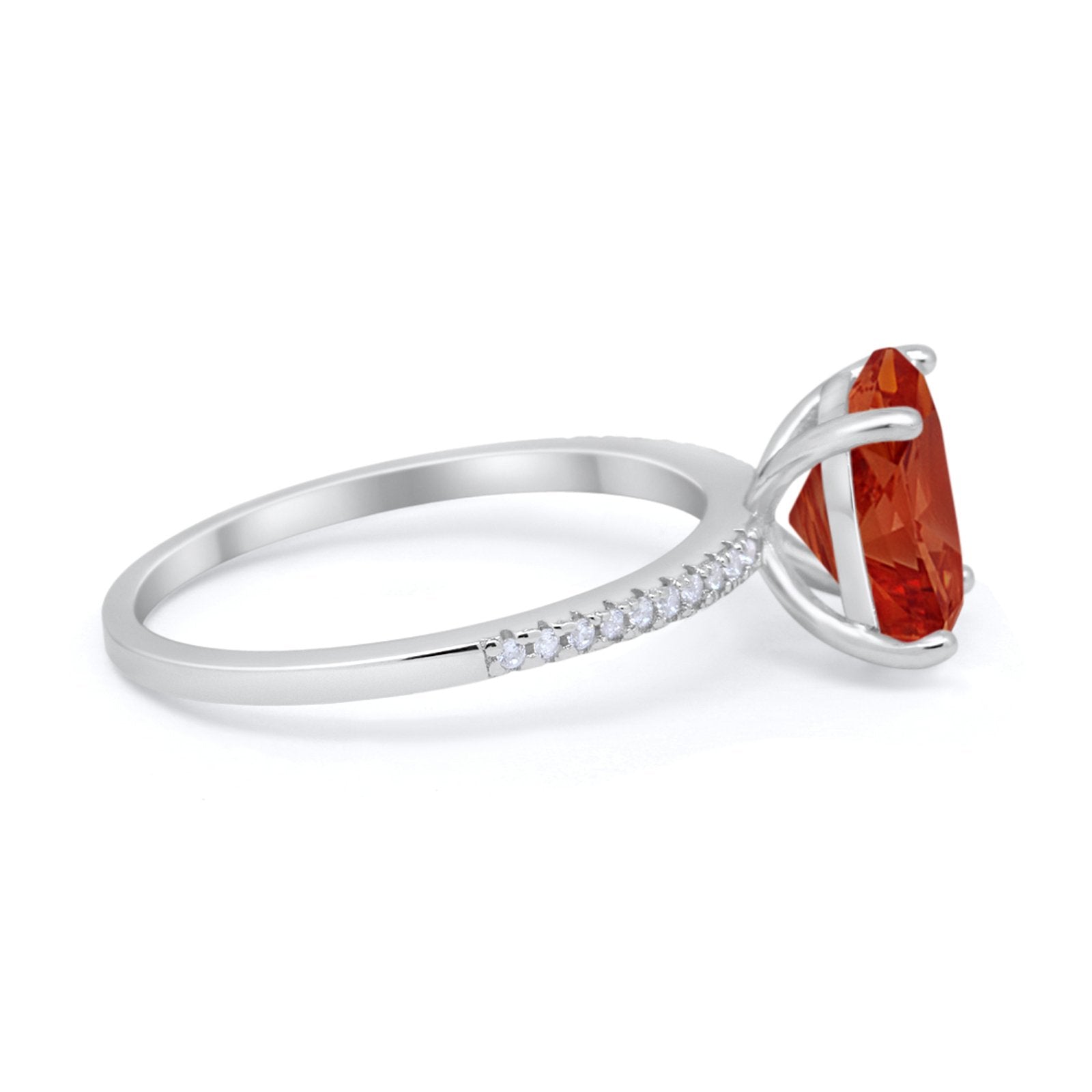 Oval Art Deco Wedding Engagement Bridal Ring Round Cubic Zirconia 925 Sterling Silver