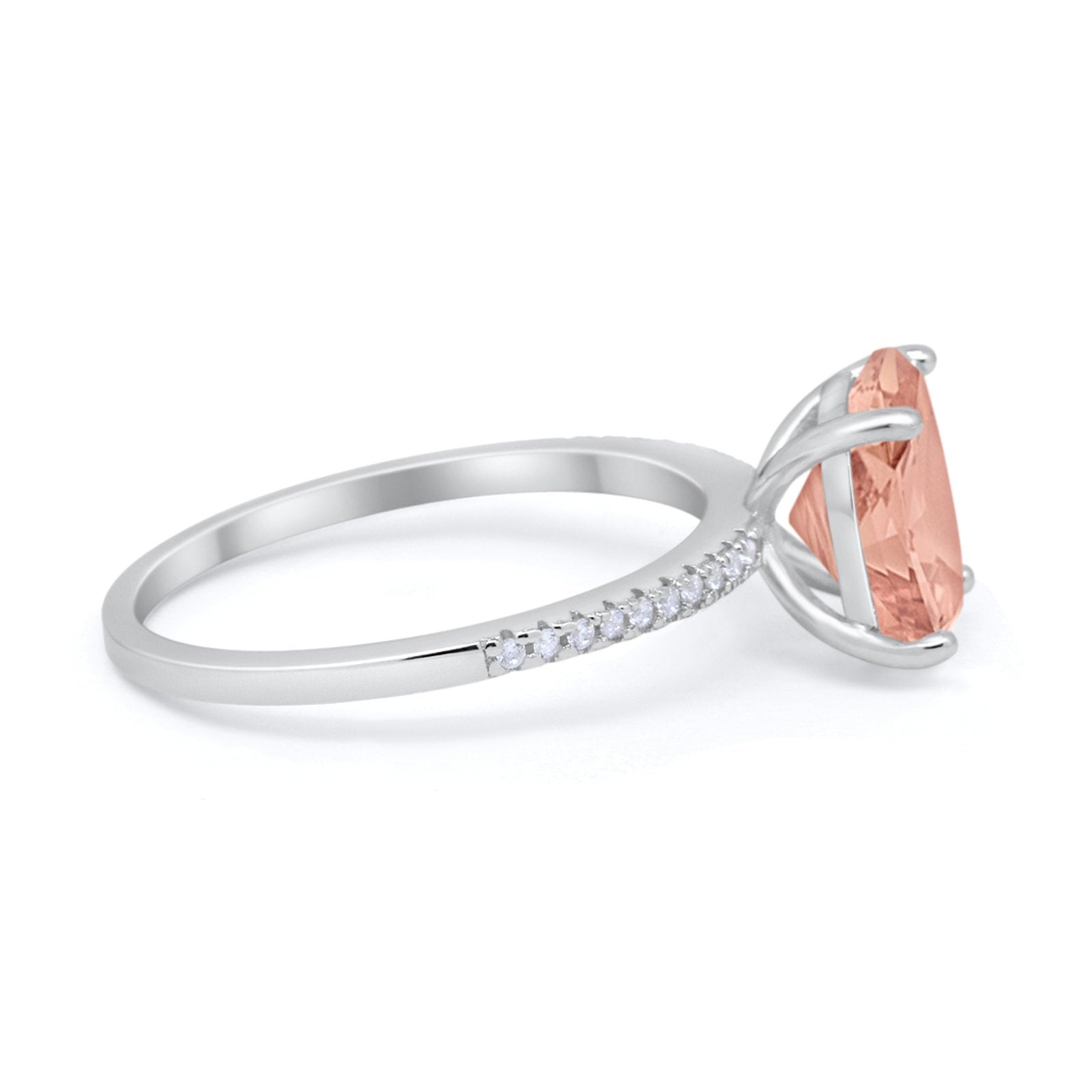 Oval Art Deco Wedding Engagement Bridal Ring Round Cubic Zirconia 925 Sterling Silver
