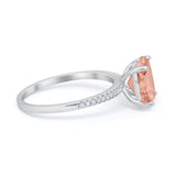 Oval Art Deco Wedding Engagement Bridal Ring Round Cubic Zirconia 925 Sterling Silver