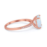 Oval Art Deco Wedding Engagement Bridal Ring Round Cubic Zirconia 925 Sterling Silver