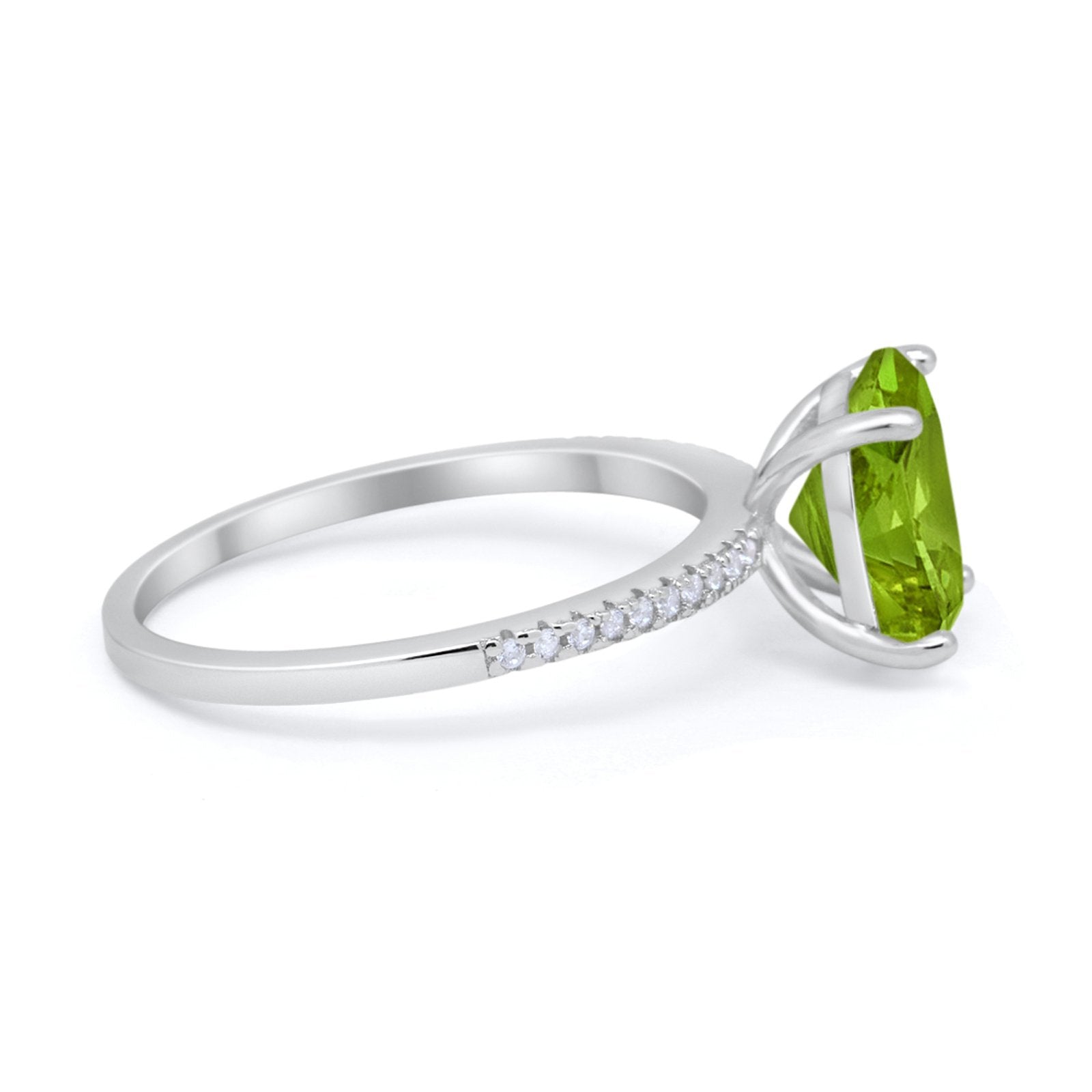 Oval Art Deco Wedding Engagement Bridal Ring Round Cubic Zirconia 925 Sterling Silver