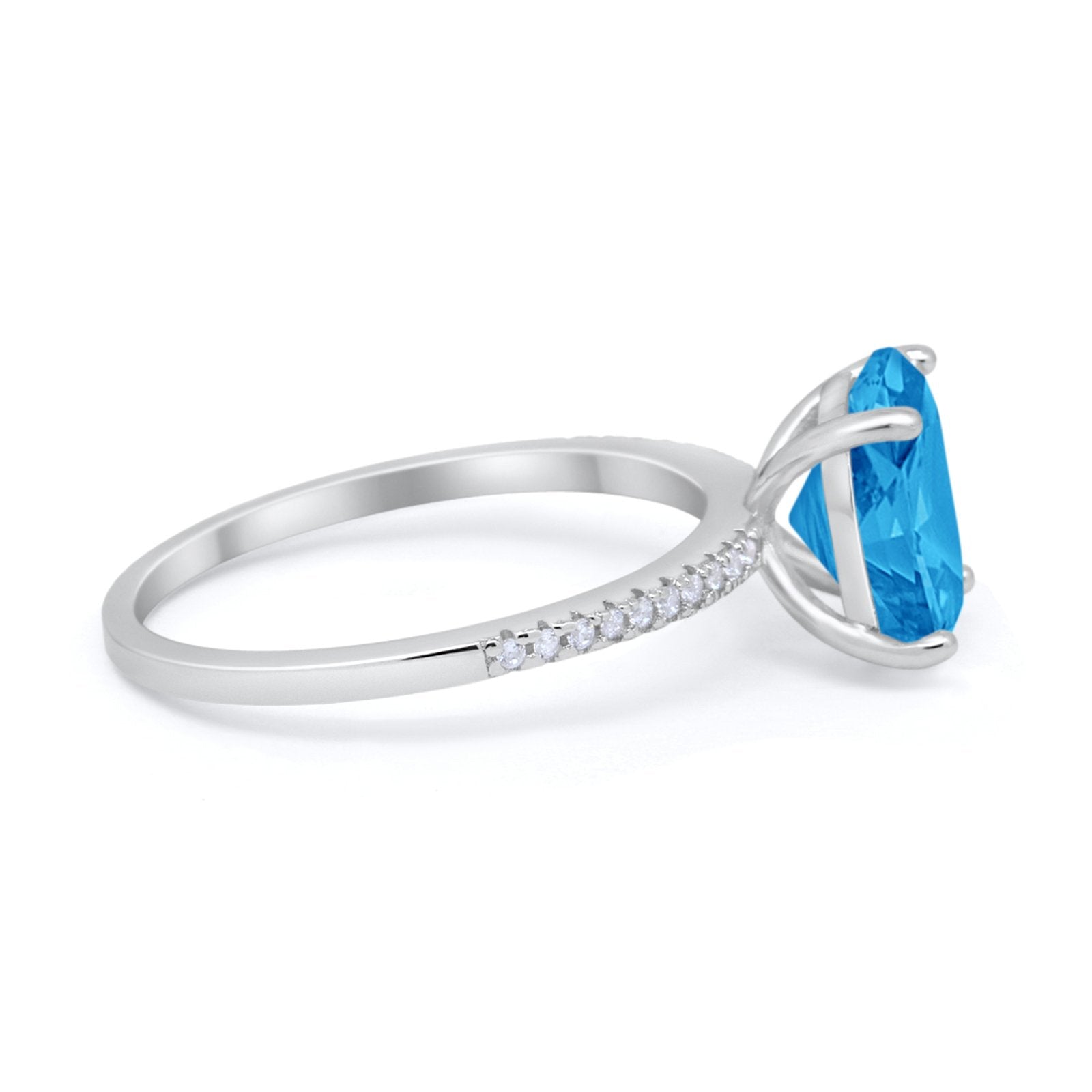 Oval Art Deco Wedding Engagement Bridal Ring Round Cubic Zirconia 925 Sterling Silver
