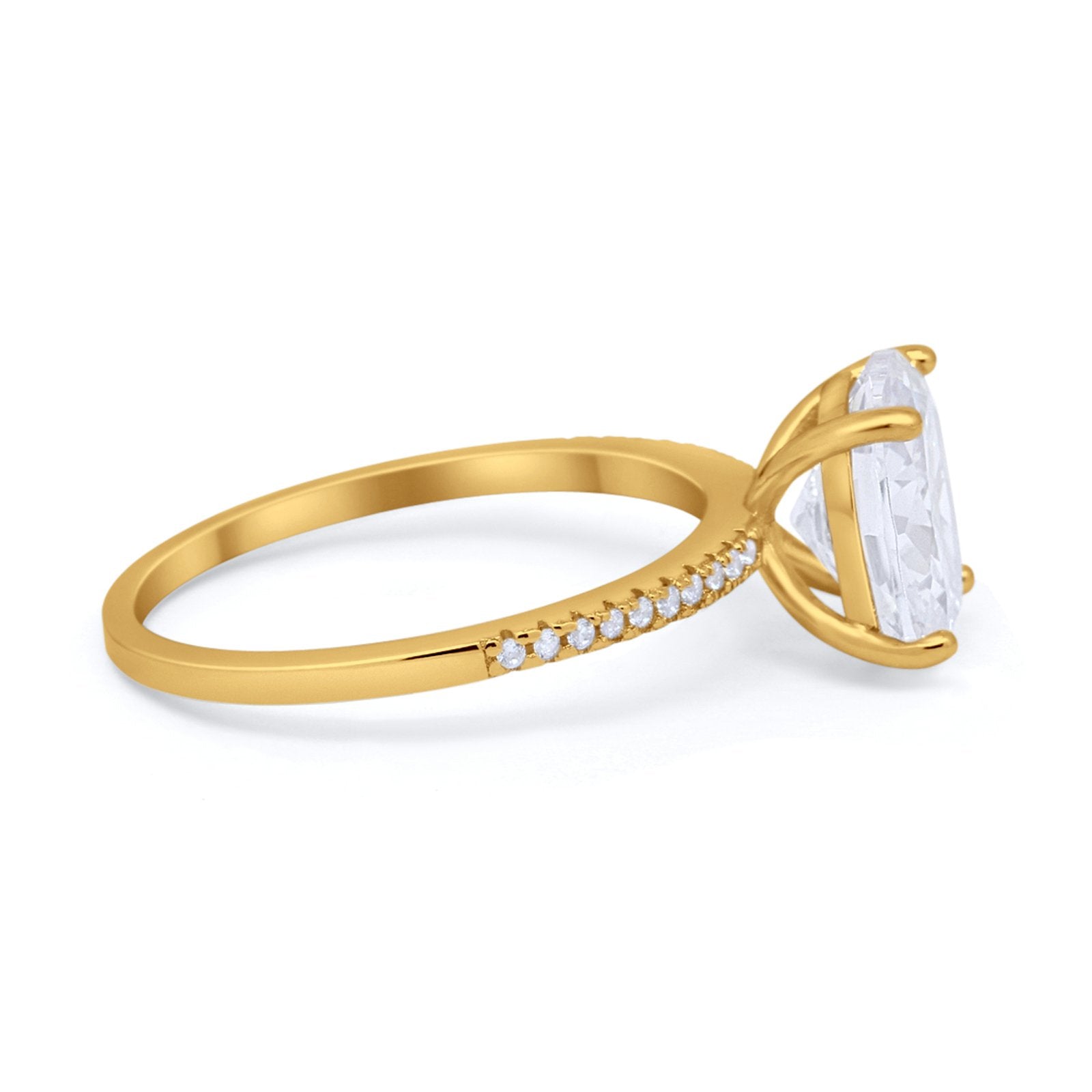 Oval Art Deco Wedding Engagement Bridal Ring Round Cubic Zirconia 925 Sterling Silver