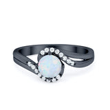 Swirl Wedding Engagement Ring Round Simulated Cubic Zirconia 925 Sterling Silver