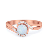 Swirl Wedding Engagement Ring Round Simulated Cubic Zirconia 925 Sterling Silver