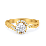 Swirl Wedding Engagement Ring Round Simulated Cubic Zirconia 925 Sterling Silver