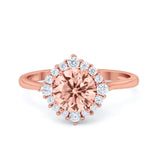 Halo Wedding Engagement Bridal Ring Round Simulated Cubic Zirconia 925 Sterling Silver