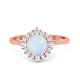 Halo Wedding Engagement Bridal Ring Round Simulated Cubic Zirconia 925 Sterling Silver