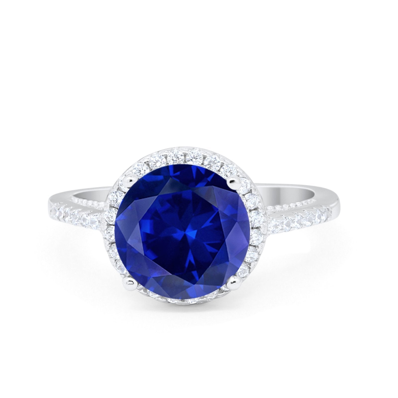 Halo Art Deco Wedding Engagement Bridal Ring Round Simulated Cubic Zirconia 925 Sterling Silver