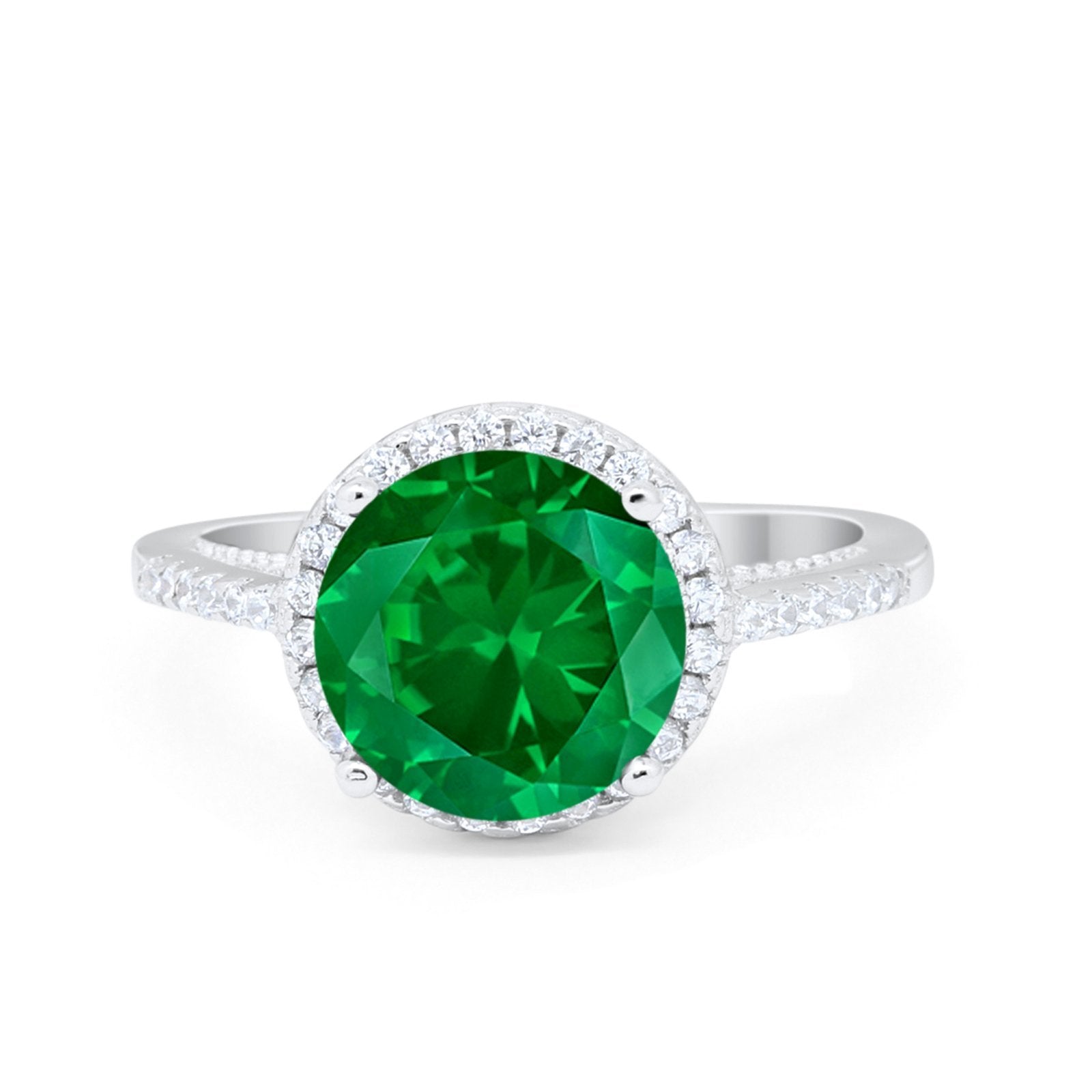 Halo Art Deco Wedding Engagement Bridal Ring Round Simulated Cubic Zirconia 925 Sterling Silver