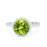 Halo Art Deco Wedding Engagement Bridal Ring Round Simulated Cubic Zirconia 925 Sterling Silver