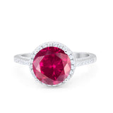 Halo Art Deco Wedding Engagement Bridal Ring Round Simulated Cubic Zirconia 925 Sterling Silver