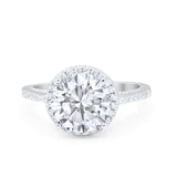 Halo Art Deco Wedding Engagement Bridal Ring Round Simulated Cubic Zirconia 925 Sterling Silver