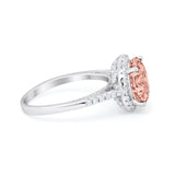 Halo Art Deco Wedding Engagement Bridal Ring Round Simulated Cubic Zirconia 925 Sterling Silver