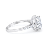 Halo Art Deco Wedding Engagement Bridal Ring Round Simulated Cubic Zirconia 925 Sterling Silver